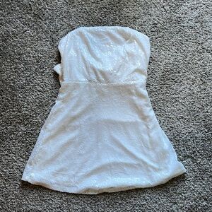 Altar’d State White Sequin Strapless Dress